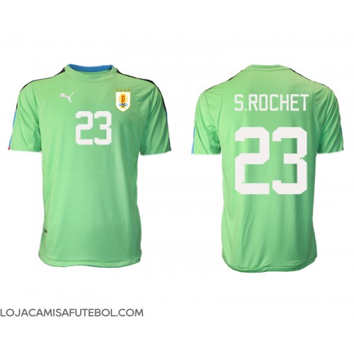 Camisa de Futebol Uruguai Sergio Rochet #23 Goleiro Equipamento Principal Mundo 2022 Manga Curta